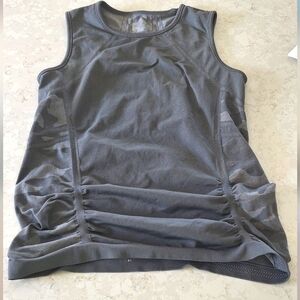 Athleta Gray Ruched Sleeveless Tank Top W Camo Detail Size M